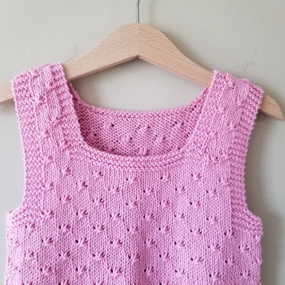 NEW Hand Knitted 2-3 Years old Sleeves Summer Tank Top - Picture 2 of 4